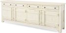 Solid Rustic Pine Wood Reed's Farm 97" Console in Weathered White Finish