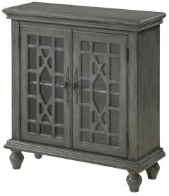 Two Door Cabinet with Lattice Glass Doors