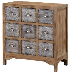 Rustic Wood Nine Drawer Library Card Chest
