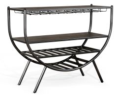 Mahogany Wood Homestead Server with Wine Rack in Tobacco Leaf Finish