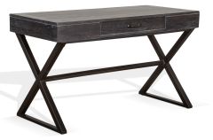 Mindi Wood Tyler Desk with Metal Base in French Finish