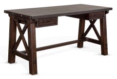 Rough Sawn Mahogany Wood Vivian Writing Desk in Raisin Finish