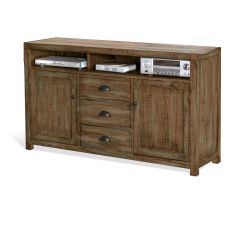 Mahogany Wood Durango TV Stand in Weathered Brown Finish