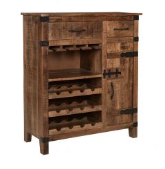 Solid Wood 2 Drawer and 1 Door Wine Cabinet