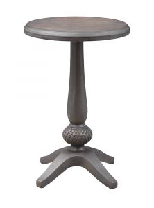 Birch Wood Round Accent Table in Burnished Grey
