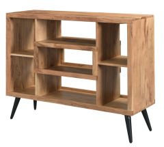 Solid Acacia Wood Low Modern Cubist Bookcase 