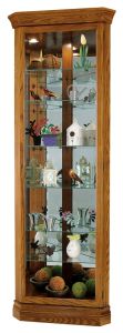 Dominic Corner Curio Cabinet in Legacy Oak Wood Finish