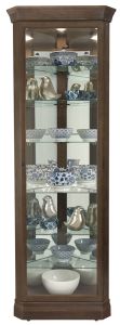 Delia Corner Curio Display Cabinet in Aged Auburn Finish