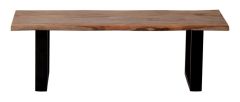 Solid Sheesham Wood Small Live Edge Bench Featuring Iron Base
