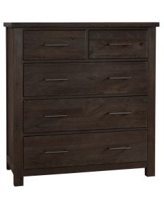 Solid American White Oak Framed Dovetail Standing 5 Drawer Dresser in Java Finish