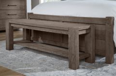 Solid American White Oak Framed Dovetail End of the Bed Bench in Mystic Grey Finish