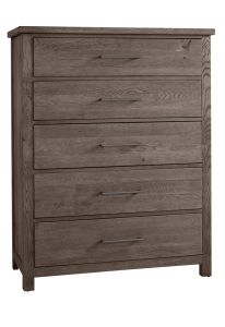 Solid American White Oak Dovetail Framed 5 Drawer Chest in Mystic Grey Finish
