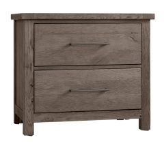 Solid American White Oak Framed Dovetail Two Drawer Nightstand in Mystic Grey Finish