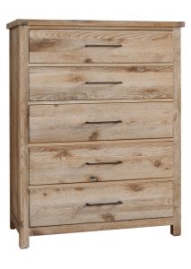 Solid American White Oak Framed Dovetail 5 Drawer Chest in Sun Bleached White Finish