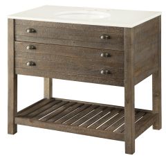 Acacia Wood One Drawer Large Vanity Sink in Cayhill Distressed Brown
