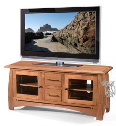 Amish Crafted Solid Walnut Wood Aspen 60 TV Media Console in Gold Dust Finish