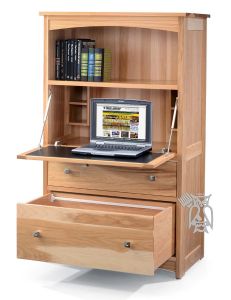 Amish Crafted Solid Hickory Prairie Mission Computer Armoire in Natural Finish