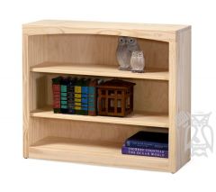 Solid Pine Wood Unfinished Modern Style Bookcase 36" wide x 30" high