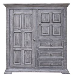 Solid Rustic Pine Wood Gentleman's Chest in Terra Gray Finish