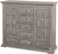 Solid Rustic Pine Wood Mule Armoire in Terra Gray Finish