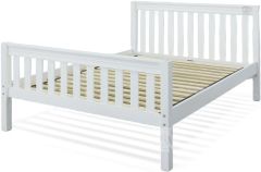 Solid Convertible High Low Queen Bed with Slats in White