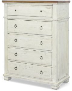 Solid Wood Belmont Chest of Drawers in Timbered Brown & Linen Finish