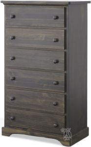 Solid Pine Wood Polo 6 Drawer Chest in Clay Finish