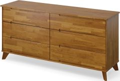 Solid Cherry Wood Linn 6 Drawer Dresser in Natural Finish