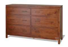 Solid Alder Wood 2 West Collection 6 Drawer Dresser in Washington Cherry Finish