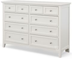 Poplar Wood Bonanza 8 Drawer Triple Dresser in White