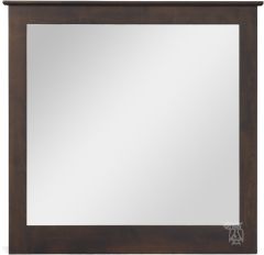 Solid Alder Wood Rectangle Beveled Mirror in Brown Mahogany Finish