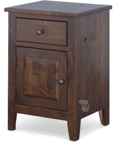 California Made Solid Knotty Alder Wood Left Door Nightstand in Callaway Finish