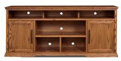 Oak Wood Colonial Place 74" Wide TV Stand in Golden Oak Finish