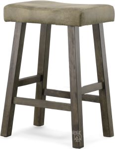 Rustic Grey Saddle Counter Stool 26" High