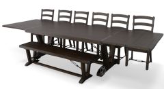 Mahogany Wood Homestead 140" Extension Dining Table & Chair Set in Tobacco Leaf Finish