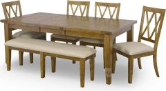 Solid Pine Telluride Extension Dining Table, Chair and Bench Set
