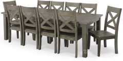 Solid Reclaimed Pine Wood Outer Banks 96" Long Extension Table & 6 Side Chair Set in Driftwood Finish