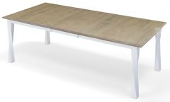 Amish Crafted Solid Maple Wood 90" Long Extension Leg Table in Sandstone & White Finish