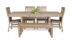 Amish Crafted Solid Rustic Hickory Wood Sutter Mills 102" Extension Table, Chair and Bench Set in Morel Gray Finish