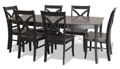 Solid Parawood Cosmopolitan 78" Extension Dining Table & Chair Set in Coal & Black