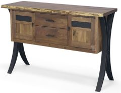 Amish Crafted Solid Rustic Walnut Wood Storage Server with Iron Legs
