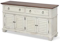 Solid Wood Belmont Server in Timbered Brown & Linen Finish