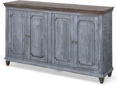 Solid Mango Wood Margo Four Door Console in Sky Blue Finish