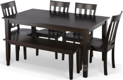 Solid Parawood Simplicity Rectangle Kitchen Table & Chair Set in Espresso Finish