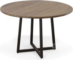 Solid Mango Wood Round Table with Iron Base