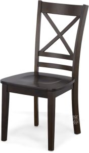 Solid Parawood Simplicity X-Back Side Chair in Espresso Finish
