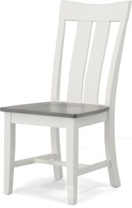 Solid Parawood Wood Ava Side Chair in Gray & White Finish