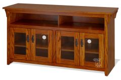 California Made Oak Wood Mission 56" Media Television Stand in Cherry Oak Finish