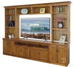 California Made Alder Wood Manchester Entertainment Wall System in Hazelnut Finish