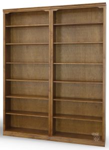 California Made Alder Wood Traditional Two Piece Flushed Bookcase Wall Unit in Hazelnut Finish